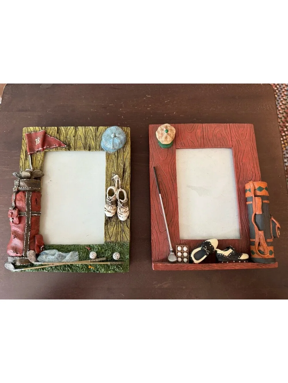 Set Of 2 3D Resin Golf Themed Photo Picture Frame 4x6 Sports